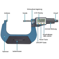 AUTOUTLET Mikrometr Digitální mikrometr 75-100mm/ 0,001mm, vysoce přesný LCD digitální mikrometr Mikrometr Třmenový nástroj pro 